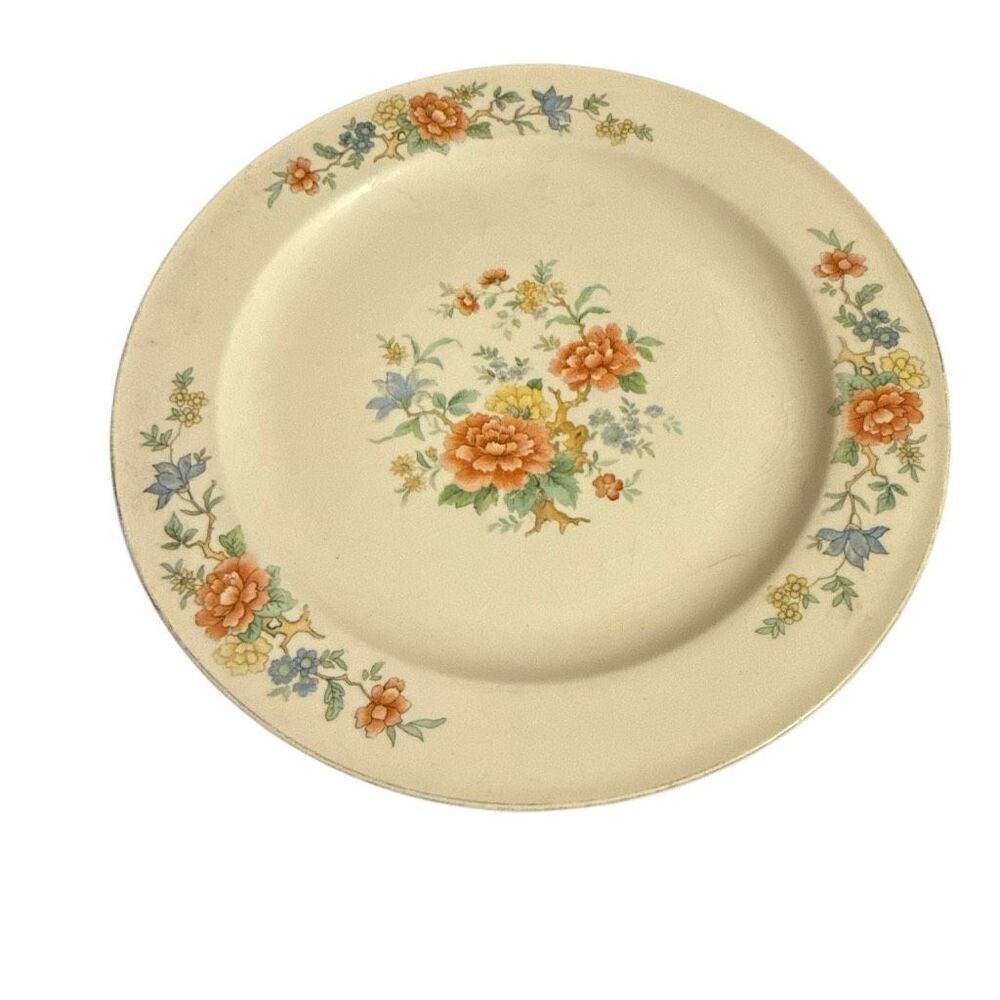 Edwin M. Knowles Gold Rimmed‎ Floral Dinner Plate